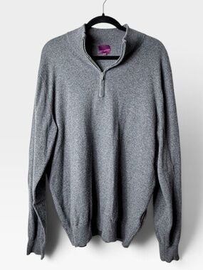 State Cashmere Mock-Neck Quarter Zip Cashmere Polo Sweater Men's Size XL (A)